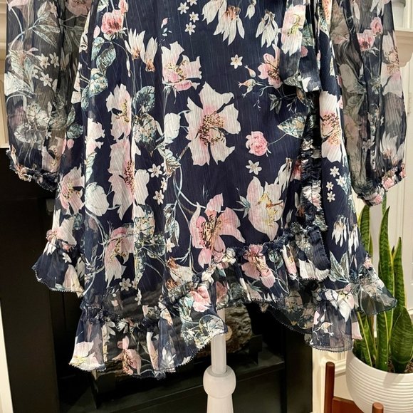 TJD The Jetset Diaries Fleur Sheer Floral Mini Long Sleeve Dress - Picture 8 of 10